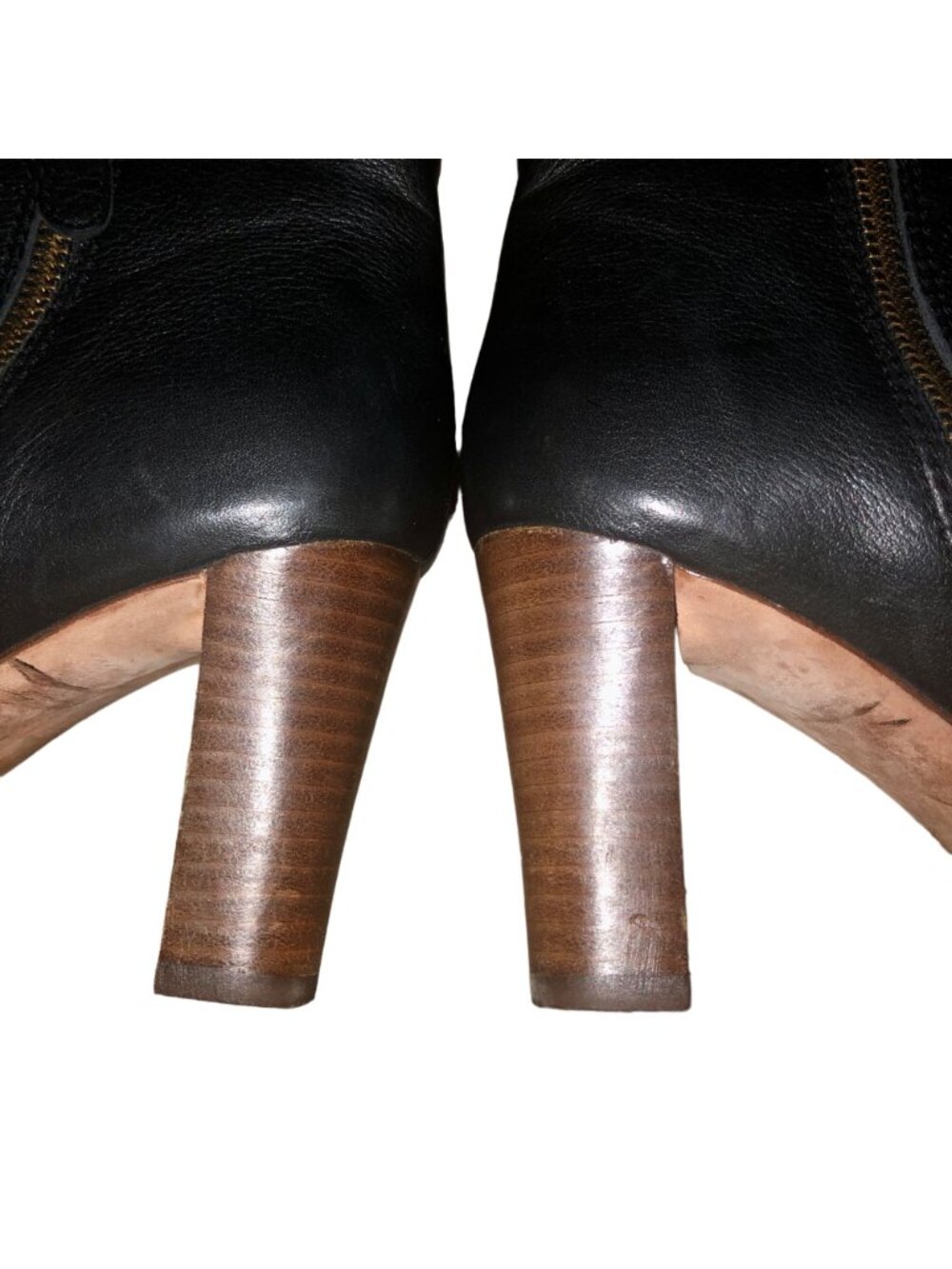 Ann Taylor Black Leather Ankle Booties Womens 6M Side Zip Block Heel Used - Picture 5 of 16